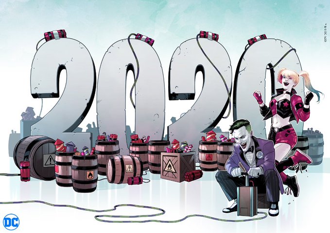 DC Comics liet Joker "2020" opblazen tijdens een oudejaarsgroet.